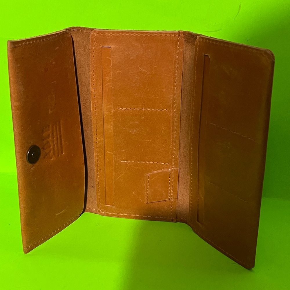 Able Brown Tri-Fold Leather Wallet
